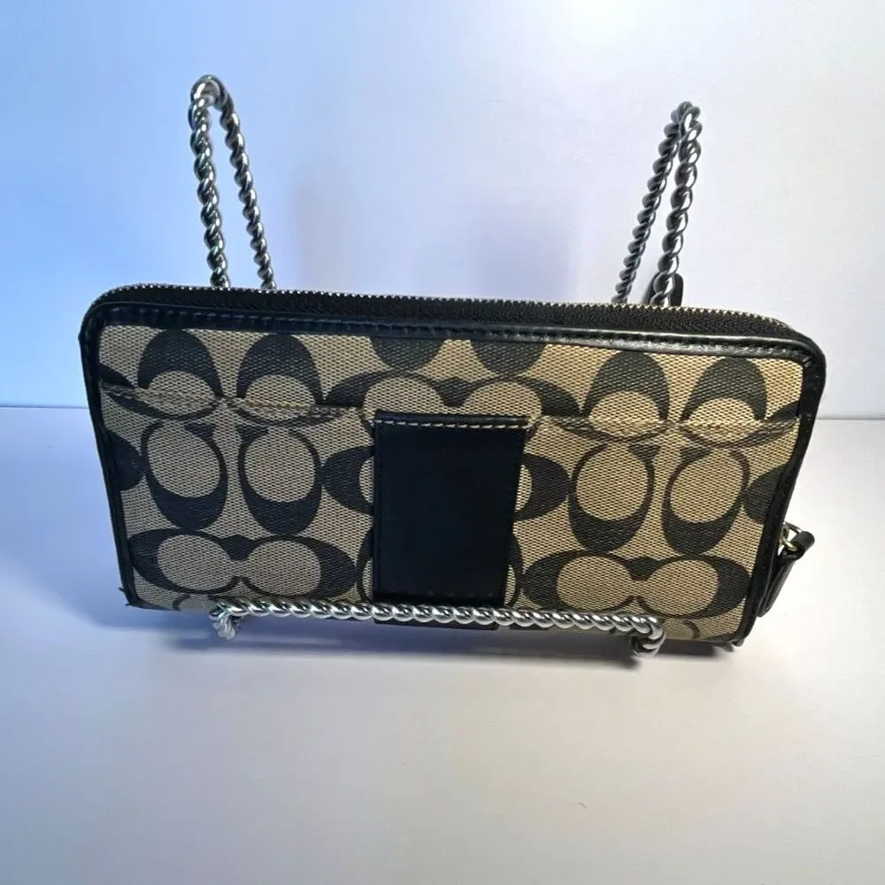 Vintage Coach Monogram Wristlet; Black C's with strap must see